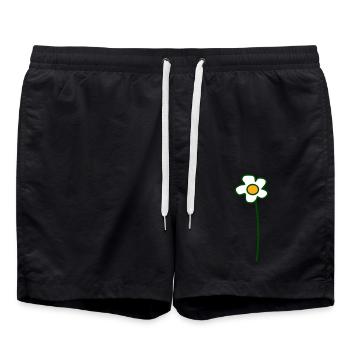 White Daisies Flower Spring Summer Flowers - Swim Trunks - black - Front - AI Model Male 185 light (185cm)