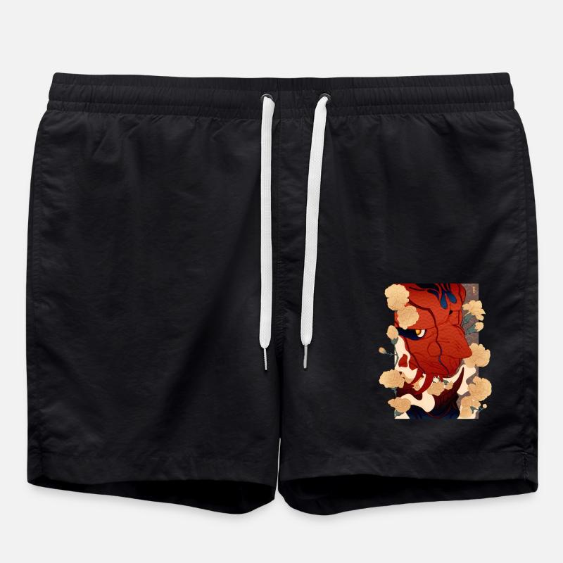 Floral Oni - Short de bain - noir