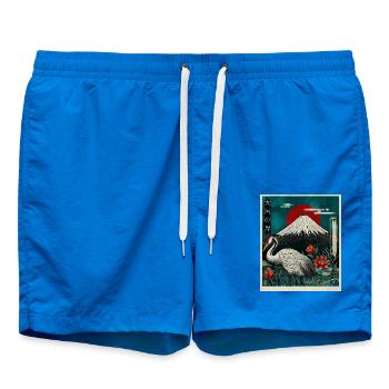 Grue couronnée rouge et mont Fuji - Short de bain - cobalt blue - Devant