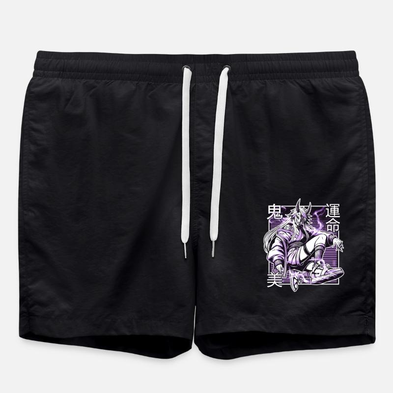 Violetter Kunoichi-Dämon - Badeshorts - Schwarz