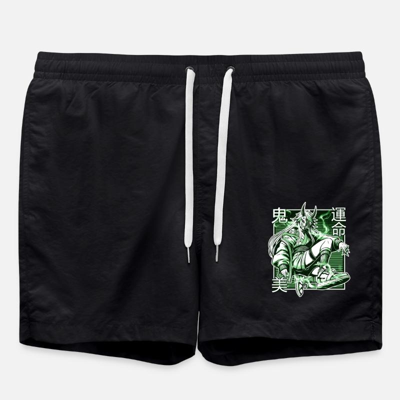 Démon Kunoichi Vert - Short de bain - noir