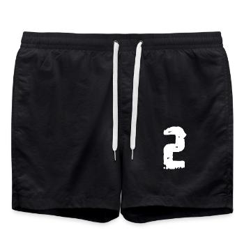 2 Zahl Vintage - Badeshorts - Schwarz - Vorne - AI Model Male 185 light (185cm)