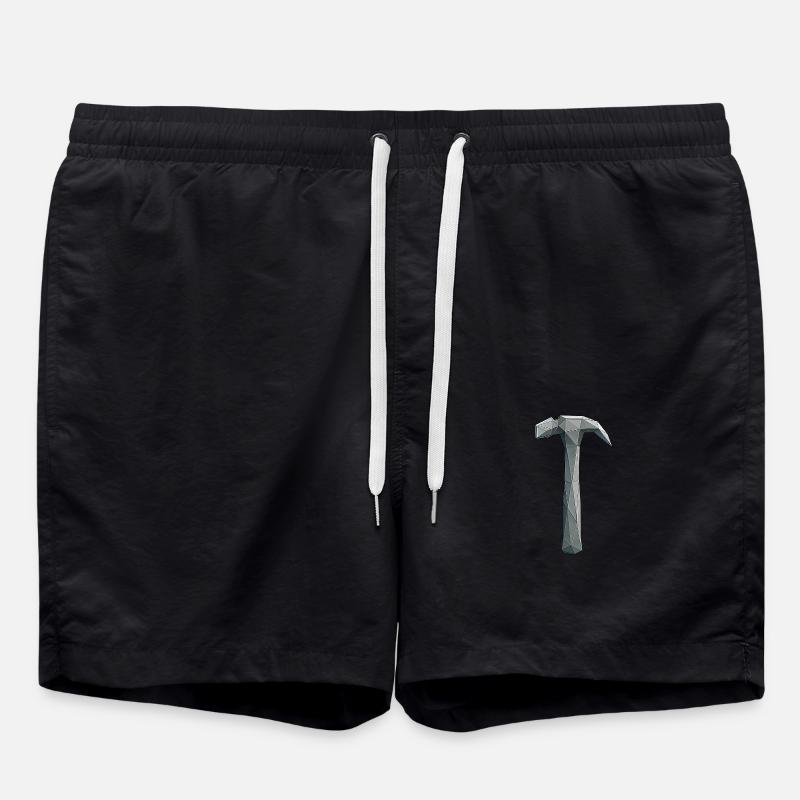 Low Poly Hammer - Artisan Tool - Swim Trunks - black