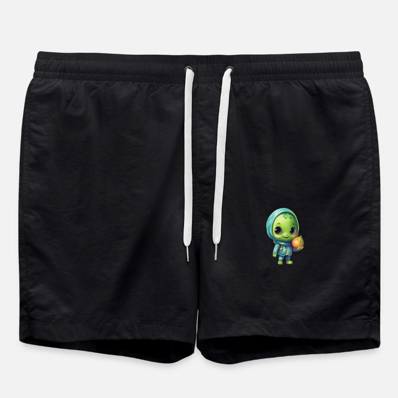 Blue-Pink Alien Skateboarder: Figures cosmiques - Short de bain - noir