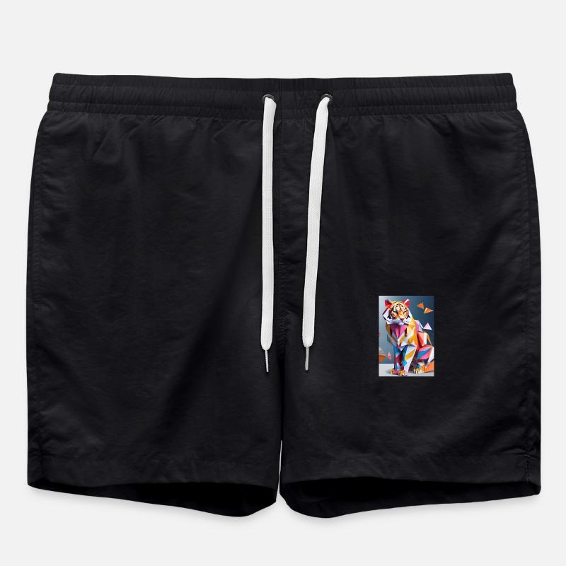 Royal Stripes: Majestic Tiger Unleashed - Swim Trunks - black