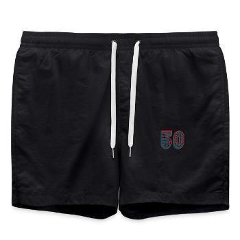 50. 50 JAHRE. 50. JAHRESTAG. 50-JÄHRIGES JUBILÄUM. - Badeshorts - Schwarz - Vorne - AI Model Male 185 light (185cm)