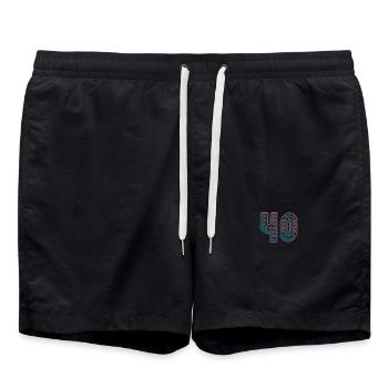40. 40 YEARS. 40th ANNIVERSARY. 40TH ANNIVERSARY. - Swim Trunks - black - Front - AI Model Male 185 light (185cm)