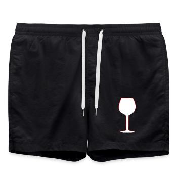 Wine Wine Glass Alcohol vin wine Red Wine Gastro - Swim Trunks - black - Front - AI Model Male 185 light (185cm)