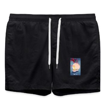 Orientalisch Japanische Kunst | Nudel-| Ramen - Badeshorts - Schwarz - Vorne - AI Model Male 185 light (185cm)