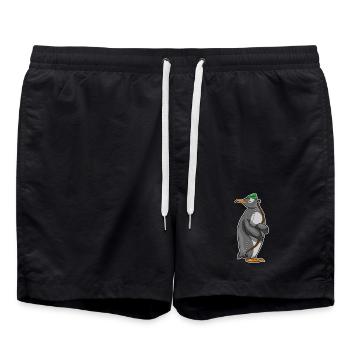 Pinguin Bogenschütze Bogen - Badeshorts - Schwarz - Vorne - AI Model Male 185 light (185cm)