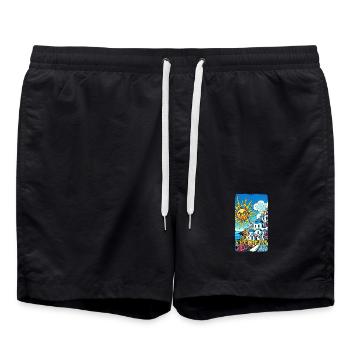 Vacances à Santorin, Grèce, Volcan Akrotiri - Short de bain - noir - Devant - AI Model Male 185 light (185cm)