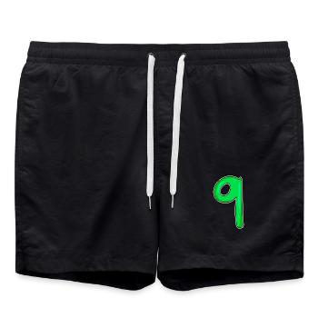 Zahl 9 - Neun - 9 Motiv - Badeshorts - Schwarz - Vorne - AI Model Male 185 light (185cm)