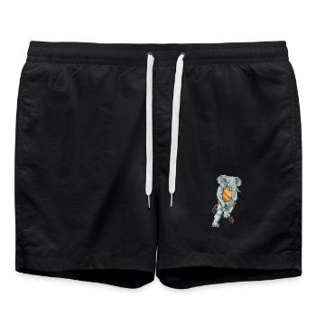 Éléphant de hockey sur gazon avec un bâton de hockey sur gazon - Short de bain - noir - Devant - AI Model Male 185 light (185cm)