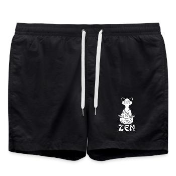 Chat blanc zen - Short de bain - noir - Devant - AI Model Male 185 light (185cm)