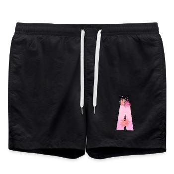 A letter sea anemone - Swim Trunks - black - Front - AI Model Male 185 light (185cm)