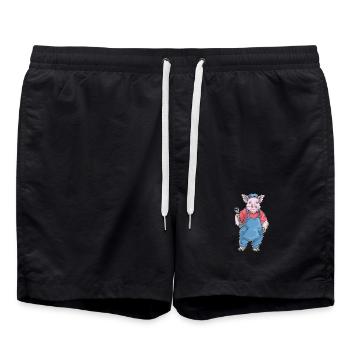 Schwein Mechaniker Schraubenschlüssel Werkstatt - Badeshorts - Schwarz - Vorne - AI Model Male 185 light (185cm)