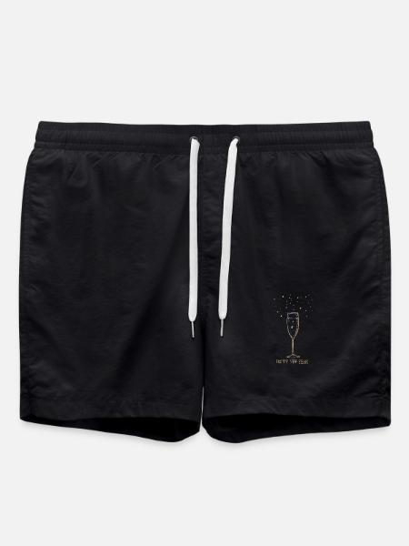 Sektglas mit Sternen und Neujahrsgruß. - Swim Trunks - black