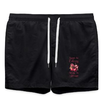 Kirschspruch - Sweet As Cherry Strong As Storm - Badeshorts - Schwarz - Vorne - AI Model Male 185 light (185cm)