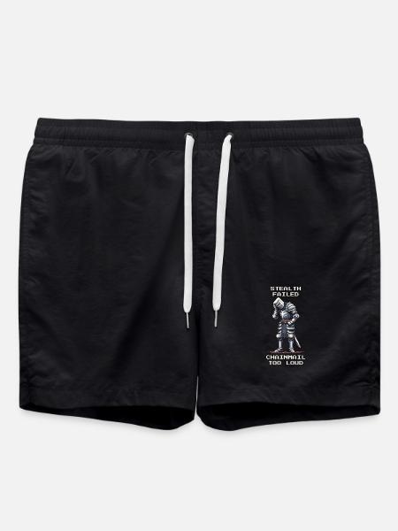 Stealth failed | Chainmail too loud - Knight - Swim Trunks - black