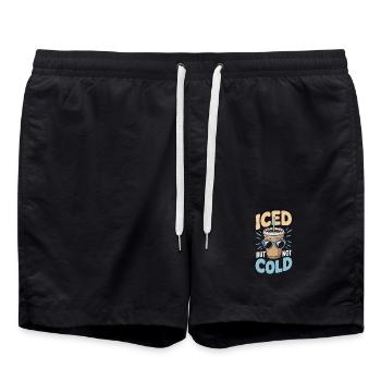 Iced But Not Cold Eiskaffee Humor Sommer - Badeshorts - Schwarz - Vorne - AI Model Male 185 light (185cm)