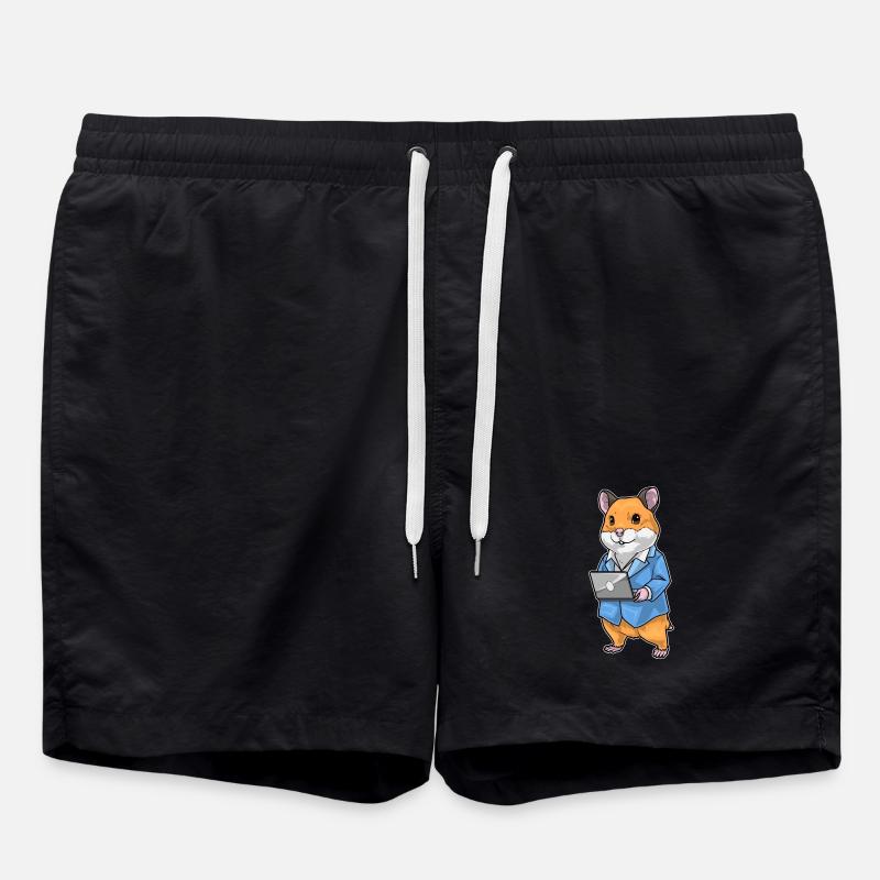 Hamster Secretary Laptop Office - Swim Trunks - black