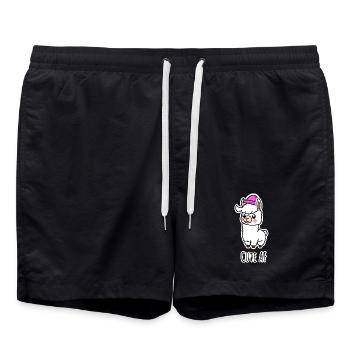 Cute AF Llama Baby or Alpaca - Swim Trunks - black - Front - AI Model Male 185 light (185cm)