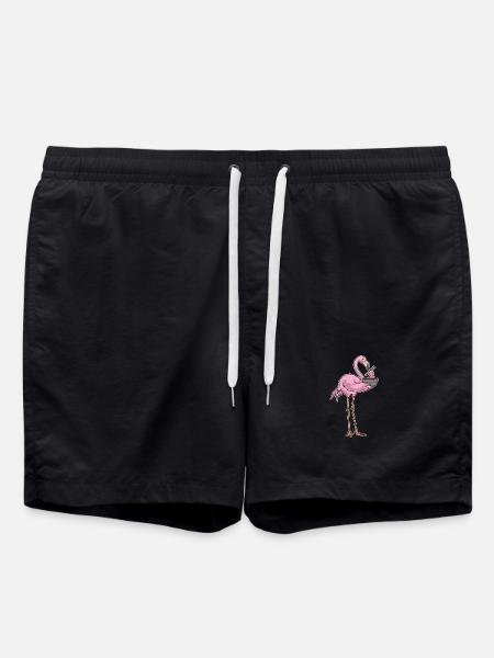 Flamingo Chef Ramen Cooking - Swim Trunks - black