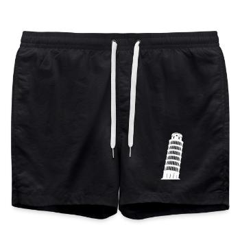 Silhouette de la Tour de Pise Monochrome - Short de bain - noir - Devant - AI Model Male 185 light (185cm)