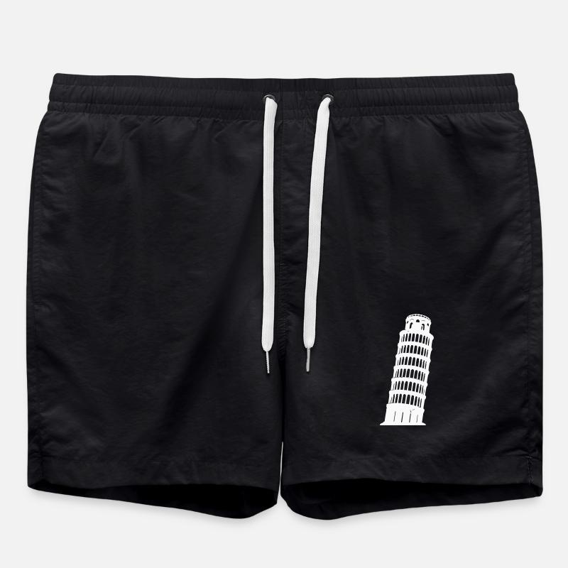 Pisa Turm Silhouette Monochrom - Badeshorts - Schwarz