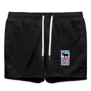 Reiten Pferdeliebhaber Reiterhof Pferde - Badeshorts - Schwarz - Vorne - AI Model Male 185 light (185cm)
