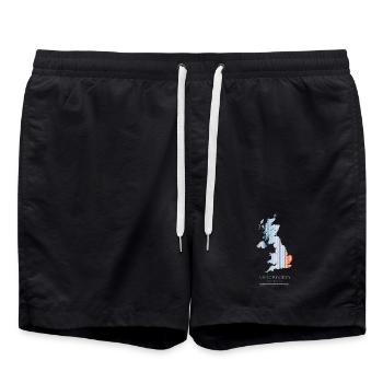 UK – Climate History Warming Stripes Map Print - Swim Trunks - black - Front - AI Model Male 185 light (185cm)