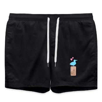 Wooden Seagull Beach Heart North Sea Baltic Sea Summer Beach - Swim Trunks - black - Front - AI Model Male 185 light (185cm)