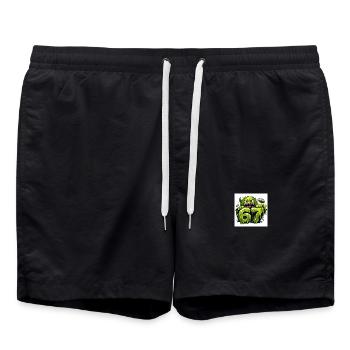 Green Slime Monster 67 - Swim Trunks - black - Front - AI Model Male 185 light (185cm)