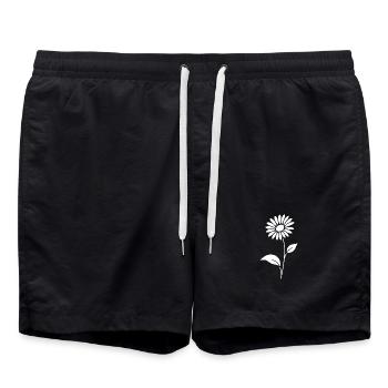 Abstrakte Blumen Silhouette Sommermotiv - Badeshorts - Schwarz - Vorne - AI Model Male 185 light (185cm)