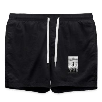 Stove guard at dawn - Swim Trunks - black - Front - AI Model Male 185 light (185cm)