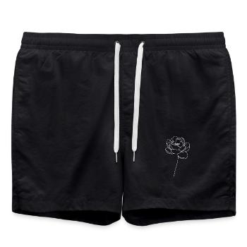 Peony Line Art - Swim Trunks - black - Front - AI Model Male 185 light (185cm)
