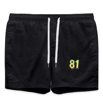 81 Number Comic - Swim Trunks - black - Front - AI Model Male 185 light (185cm)