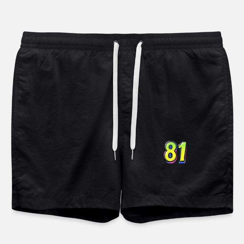 81 Number Comic - Swim Trunks - black