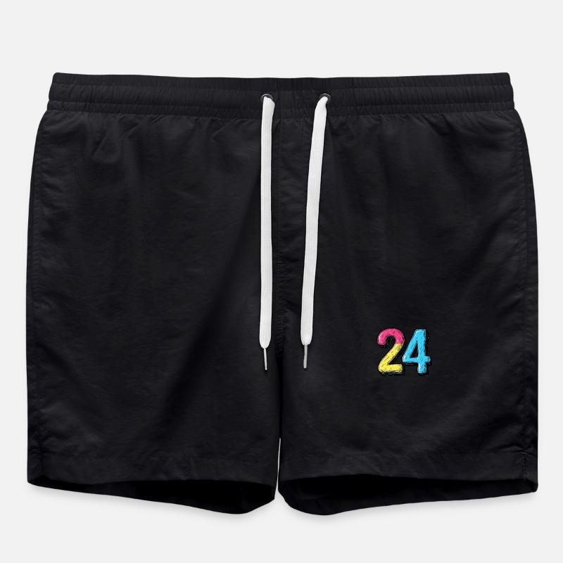 24 Number Comic - Swim Trunks - black