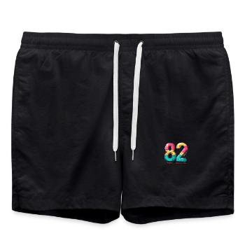 82 Zahl Comic - Badeshorts - Schwarz - Vorne - AI Model Male 185 light (185cm)
