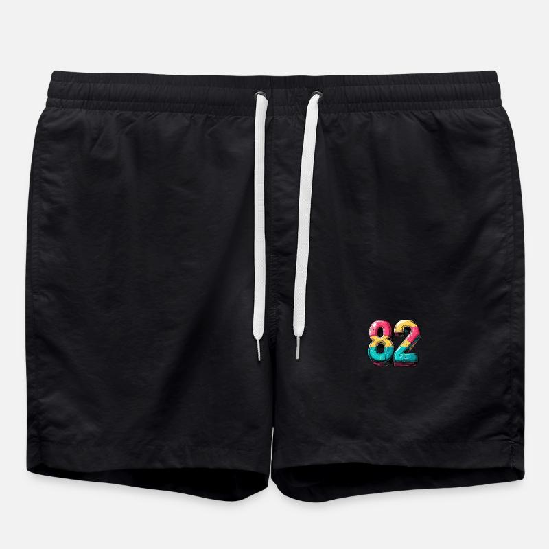 82 Number Comic - Swim Trunks - black