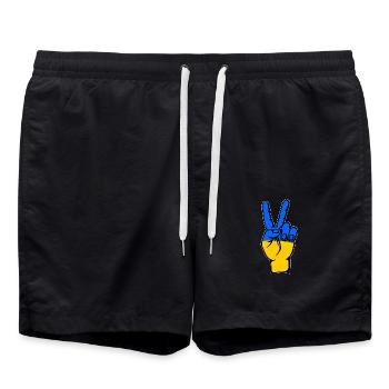 Ukraine Flagge Frieden Victory Symbol - Badeshorts - Schwarz - Vorne - AI Model Male 185 light (185cm)
