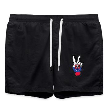 Slowakei Flagge Frieden Victory Symbol - Badeshorts - Schwarz - Vorne - AI Model Male 185 light (185cm)