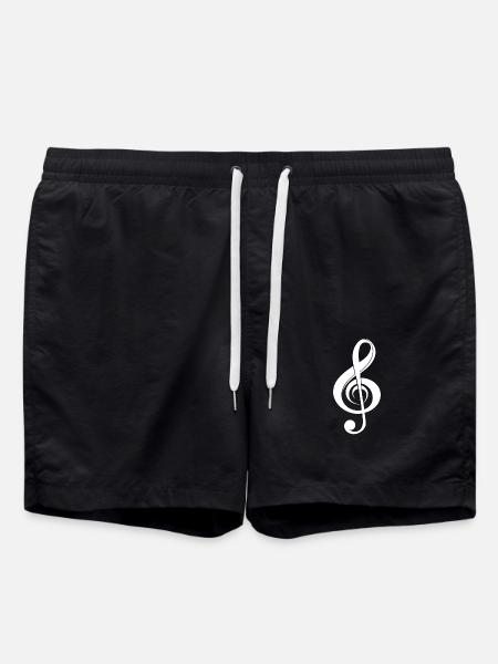 Curved Music Clef - Swim Trunks - black