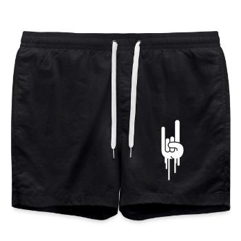 Heavy Metal Hard Rock Graffiti Hörner Handgeste - Badeshorts - Schwarz - Vorne - AI Model Male 185 light (185cm)
