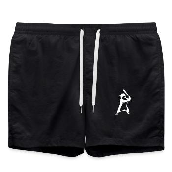 Penguin Baseball Player Silhouette Minimalist - Swim Trunks - black - Front - AI Model Male 185 light (185cm)