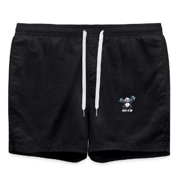 Keep It Up, Panda with Dumbbell Fitness and Bodybuild - Swim Trunks - black - Front - AI Model Male 185 light (185cm)
