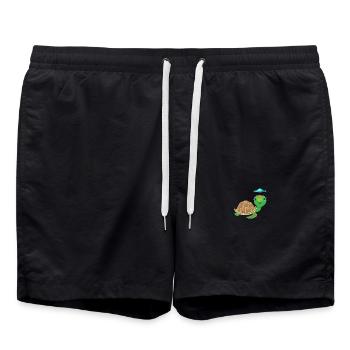Alien, UFO und Schildkröte: Abenteuerliche - Badeshorts - Schwarz - Vorne - AI Model Male 185 light (185cm)