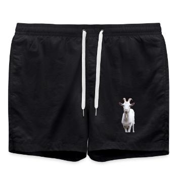 White Mountain Goat Portrait - Swim Trunks - black - Front - AI Model Male 185 light (185cm)