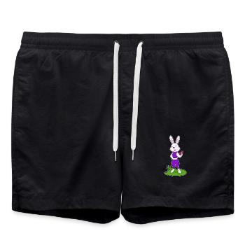Culturiste Bunny Bodybuilder avec haltères - Short de bain - noir - Devant - AI Model Male 185 light (185cm)